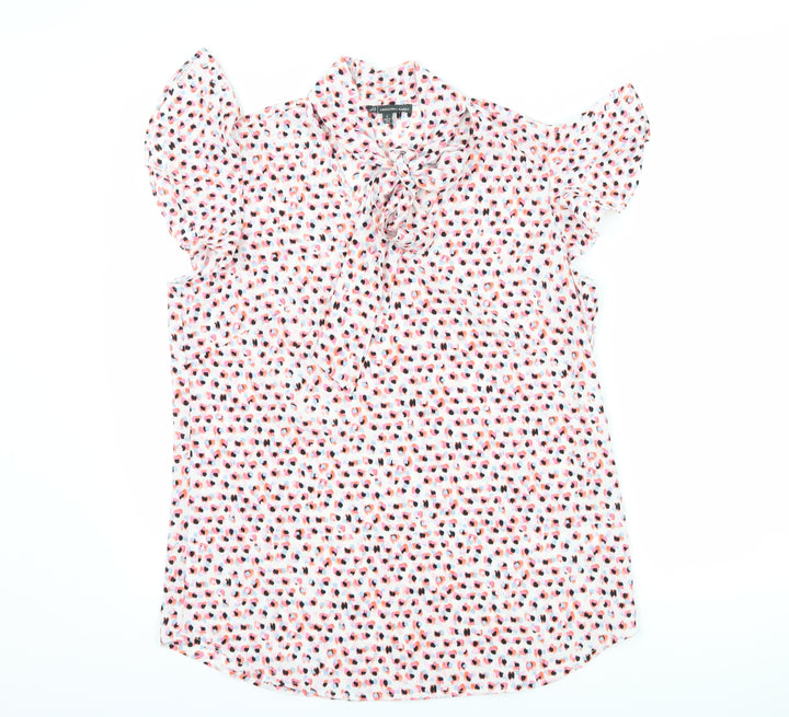 Adrianna Papell Womens White Polka Dot Basic T-Shirt Size S