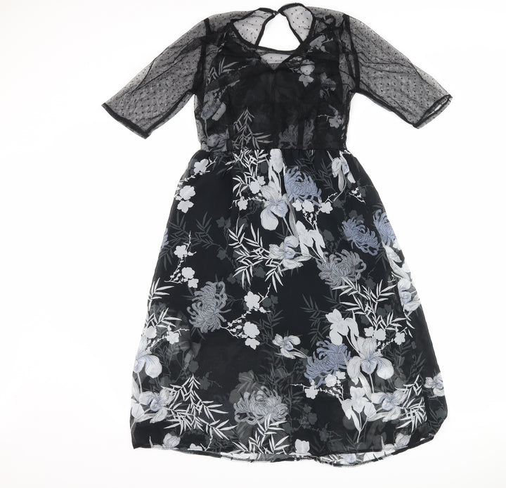 River Island Womens Black Floral  Shift  Size 8