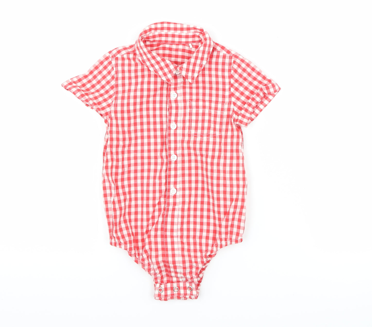 TU Boys Red Check  Babygrow One-Piece Size 9-12 Months