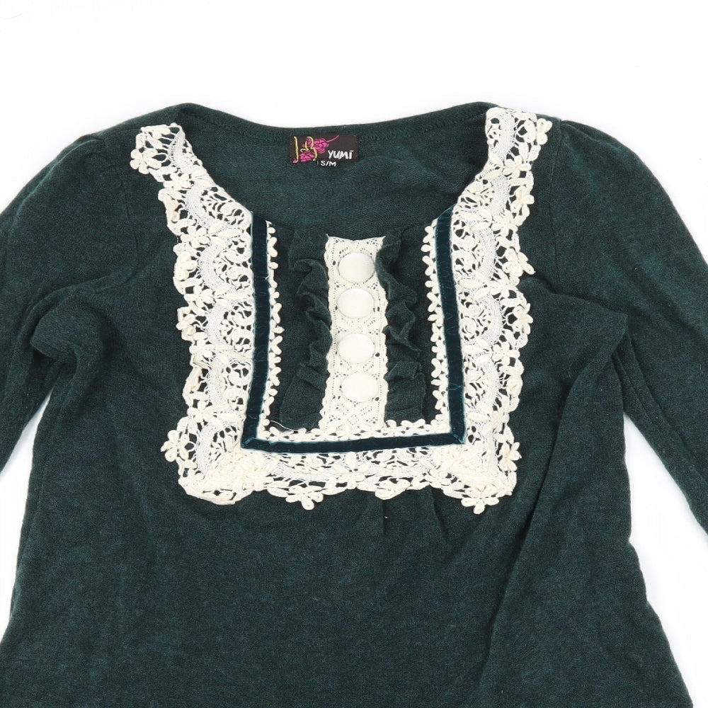 Yumi Womens Green   Jumper Dress  Size S