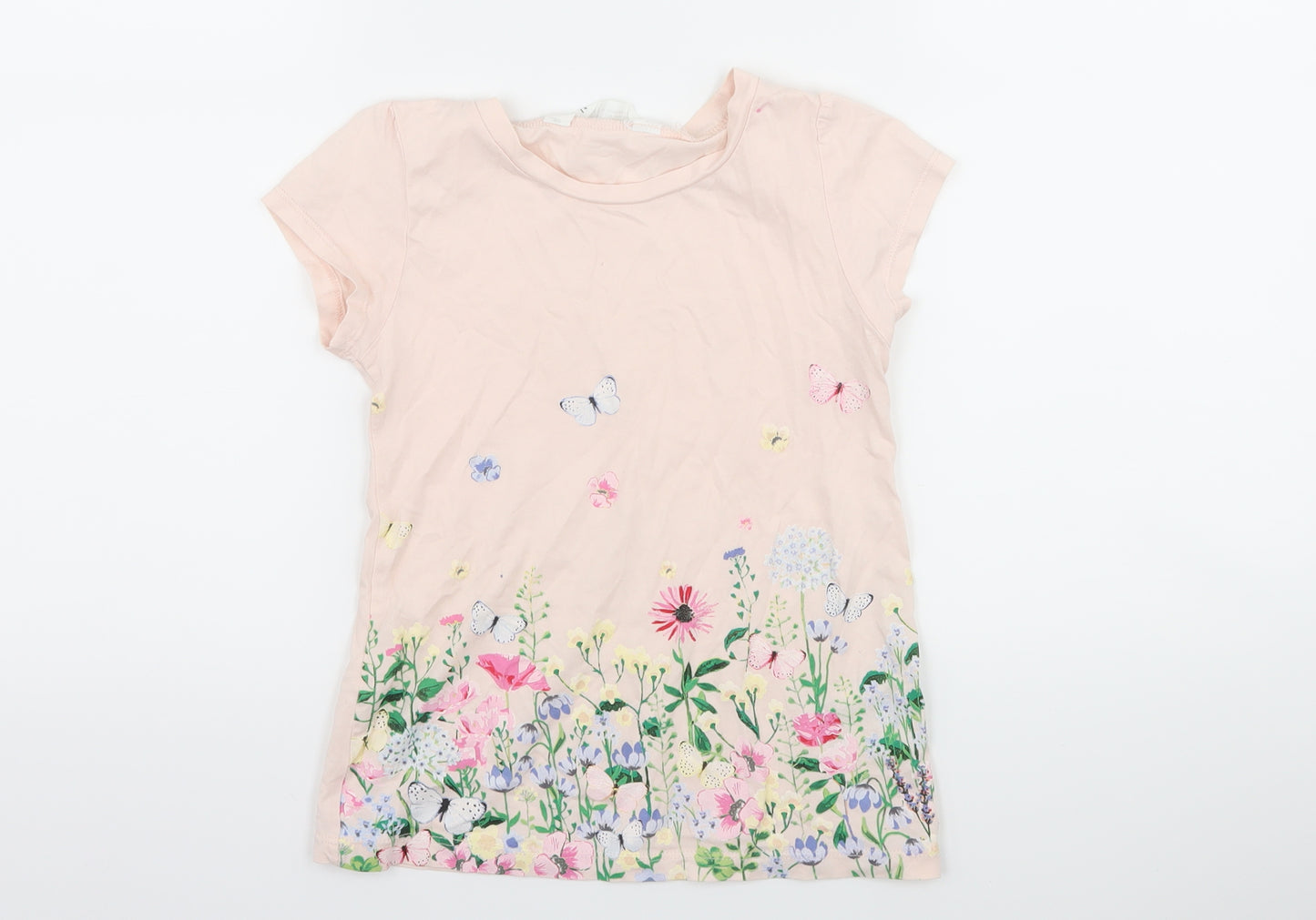 H&M Girls Pink Floral  Basic T-Shirt Size 7-8 Years