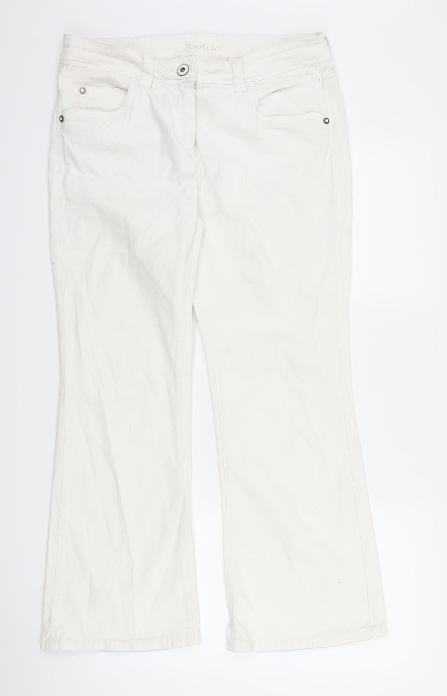 Marks and Spencer Womens White  Denim Bootcut Jeans Size 14 L27 in