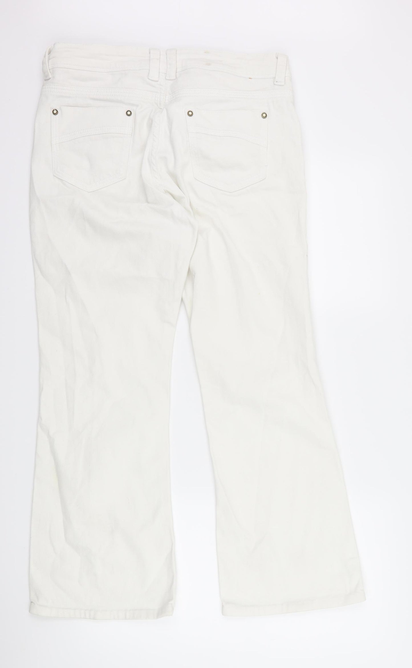 Marks and Spencer Womens White  Denim Bootcut Jeans Size 14 L27 in