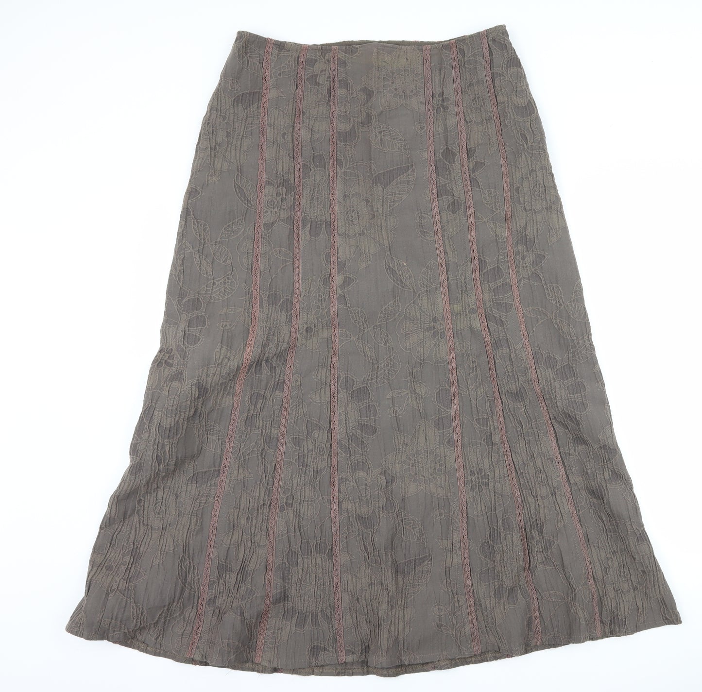 Per Una Womens Brown Floral  A-Line Skirt Size 12