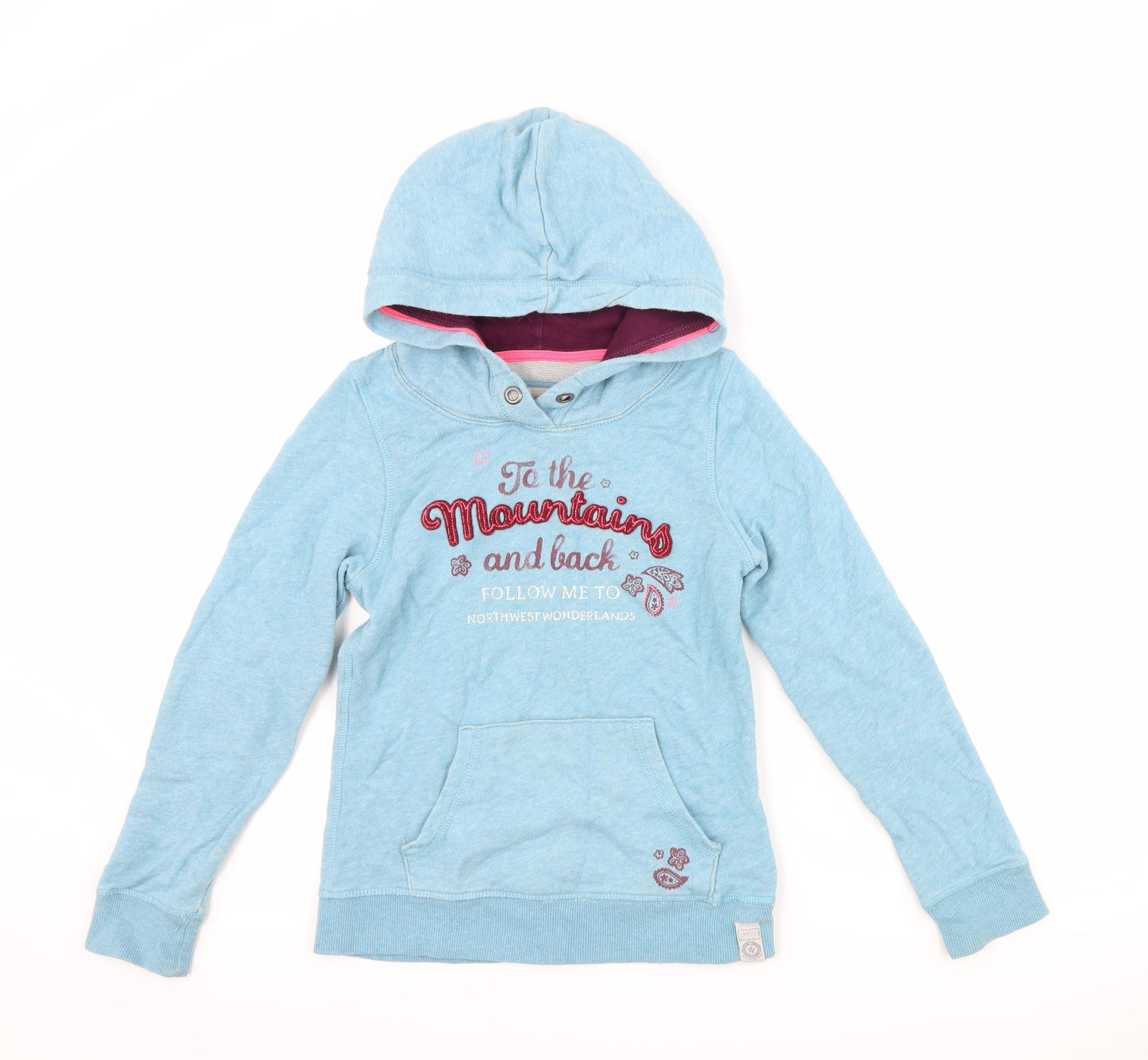 H&M Girls Blue   Pullover Hoodie Size 9-10 Years  - slogan