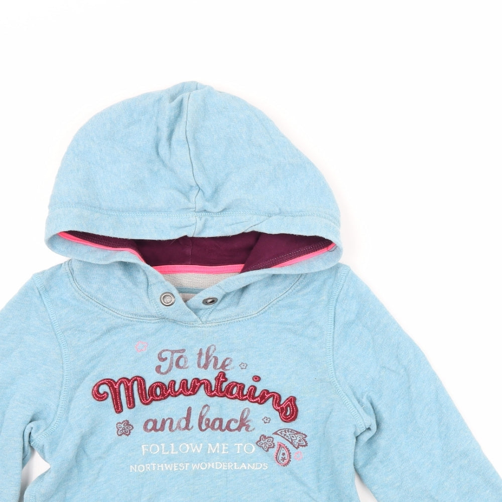 H&M Girls Blue   Pullover Hoodie Size 9-10 Years  - slogan