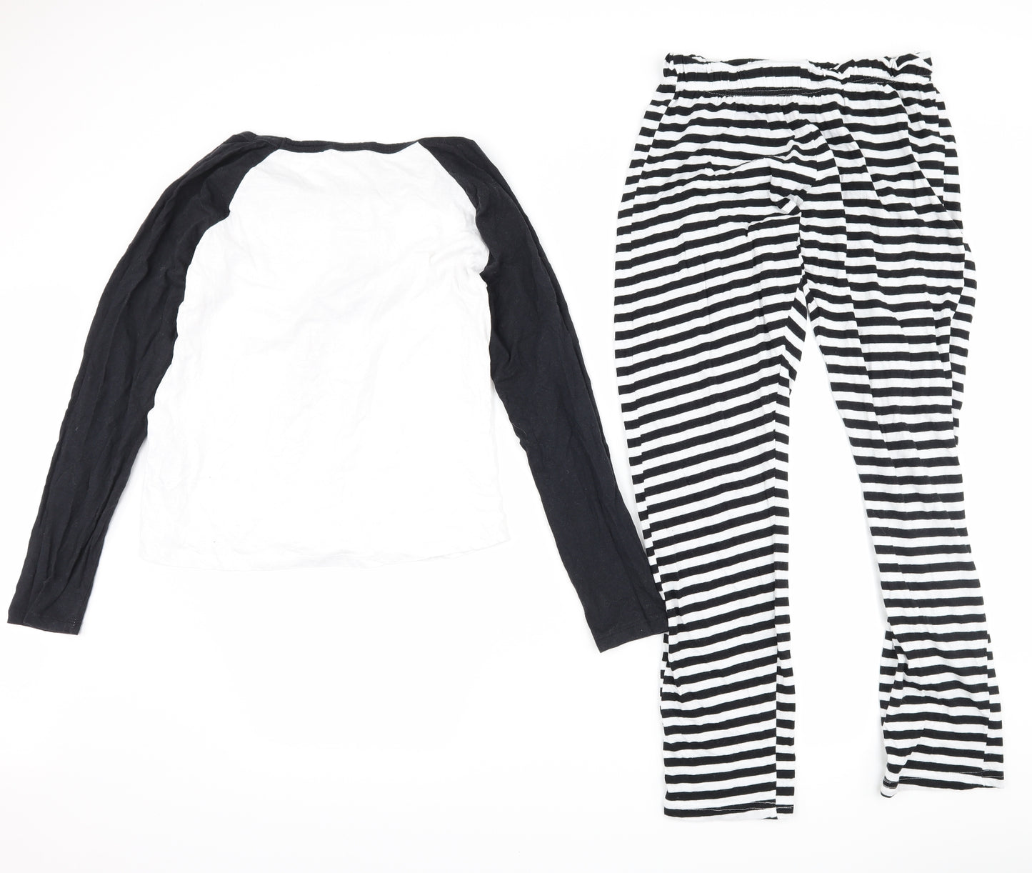 Disney Womens Black Striped  Top Pyjama Set Size M  - Disney Mickey Mouse