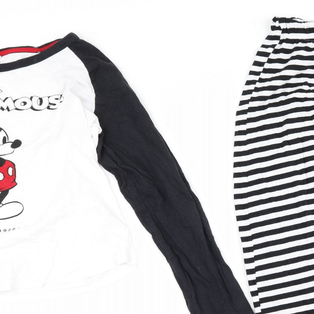 Disney Womens Black Striped  Top Pyjama Set Size M  - Disney Mickey Mouse