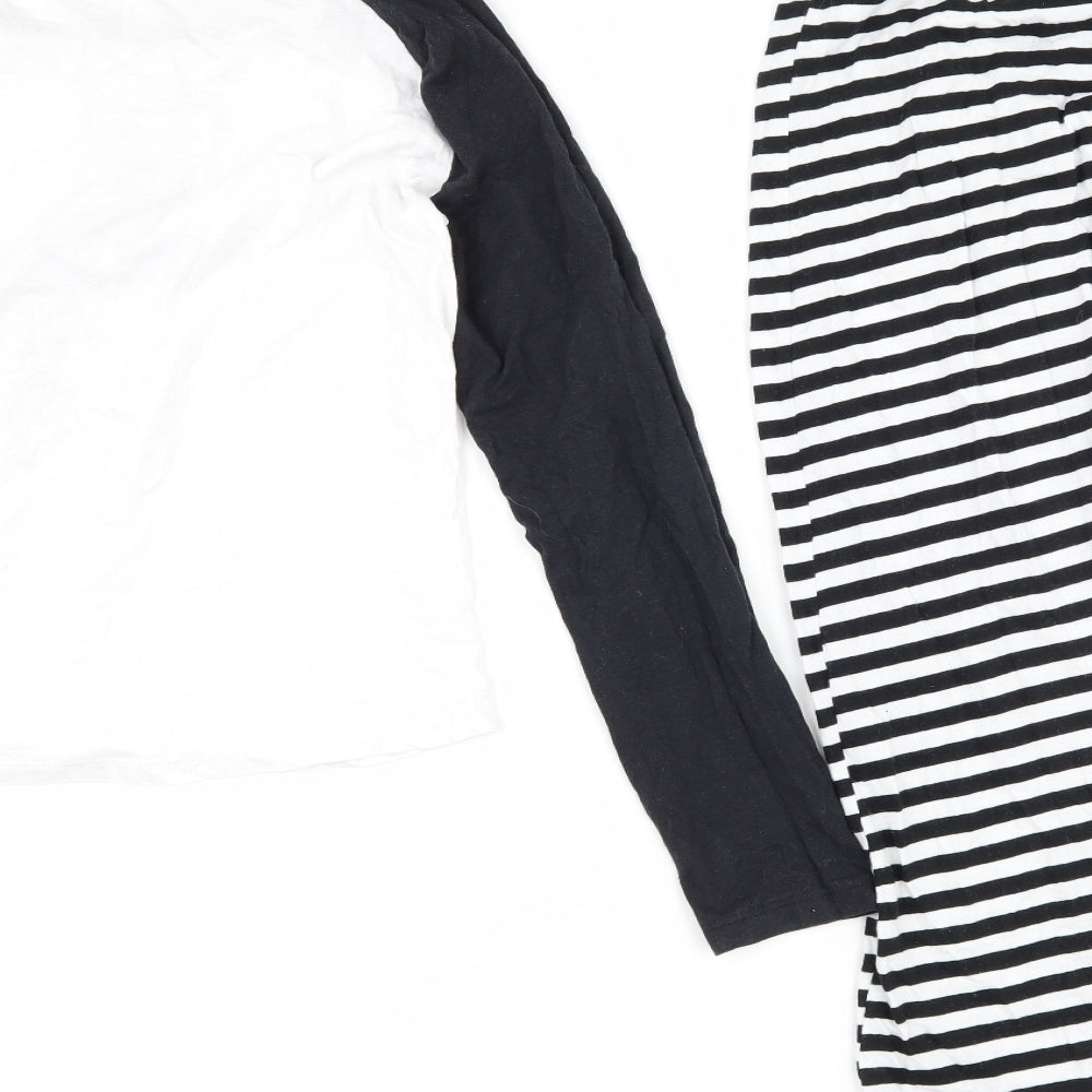 Disney Womens Black Striped  Top Pyjama Set Size M  - Disney Mickey Mouse