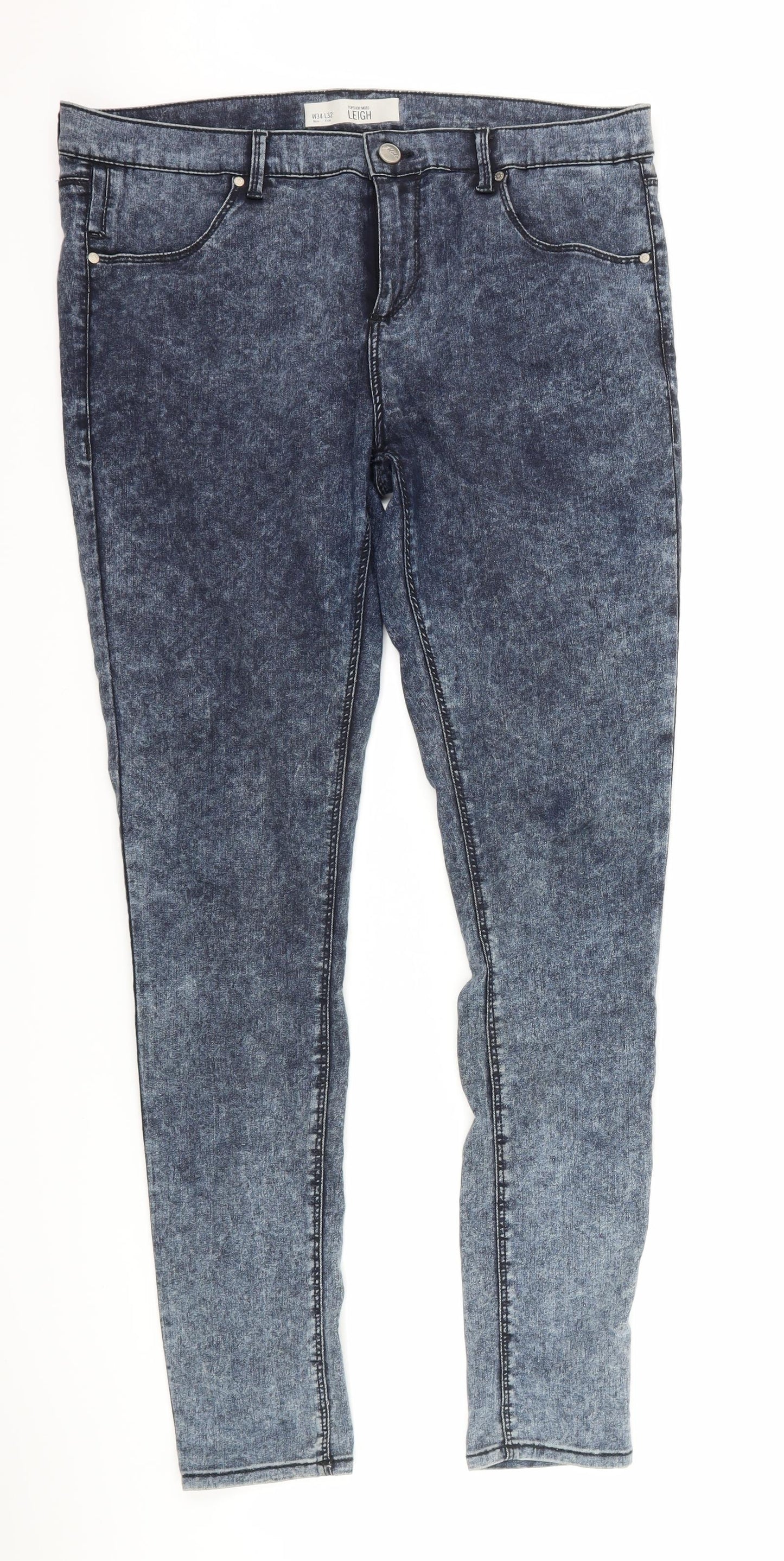 Topshop Womens Blue  Denim Skinny Jeans Size 34 L32 in - Acid wash