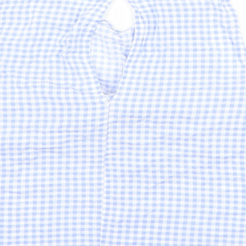Berksha Womens Blue Check  Basic T-Shirt Size XS  - Cut Out Shoulder