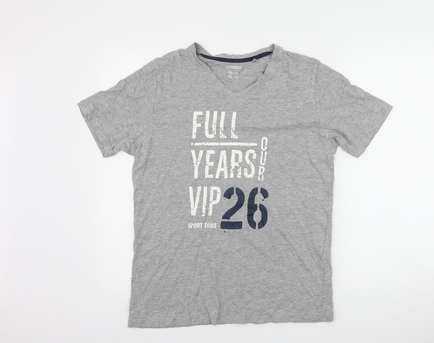 Livergy Mens Grey    T-Shirt Size S  - graphic