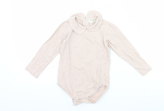 Front view of 1+ In the Family girls’ pink babygrow one-piece, size 24, months