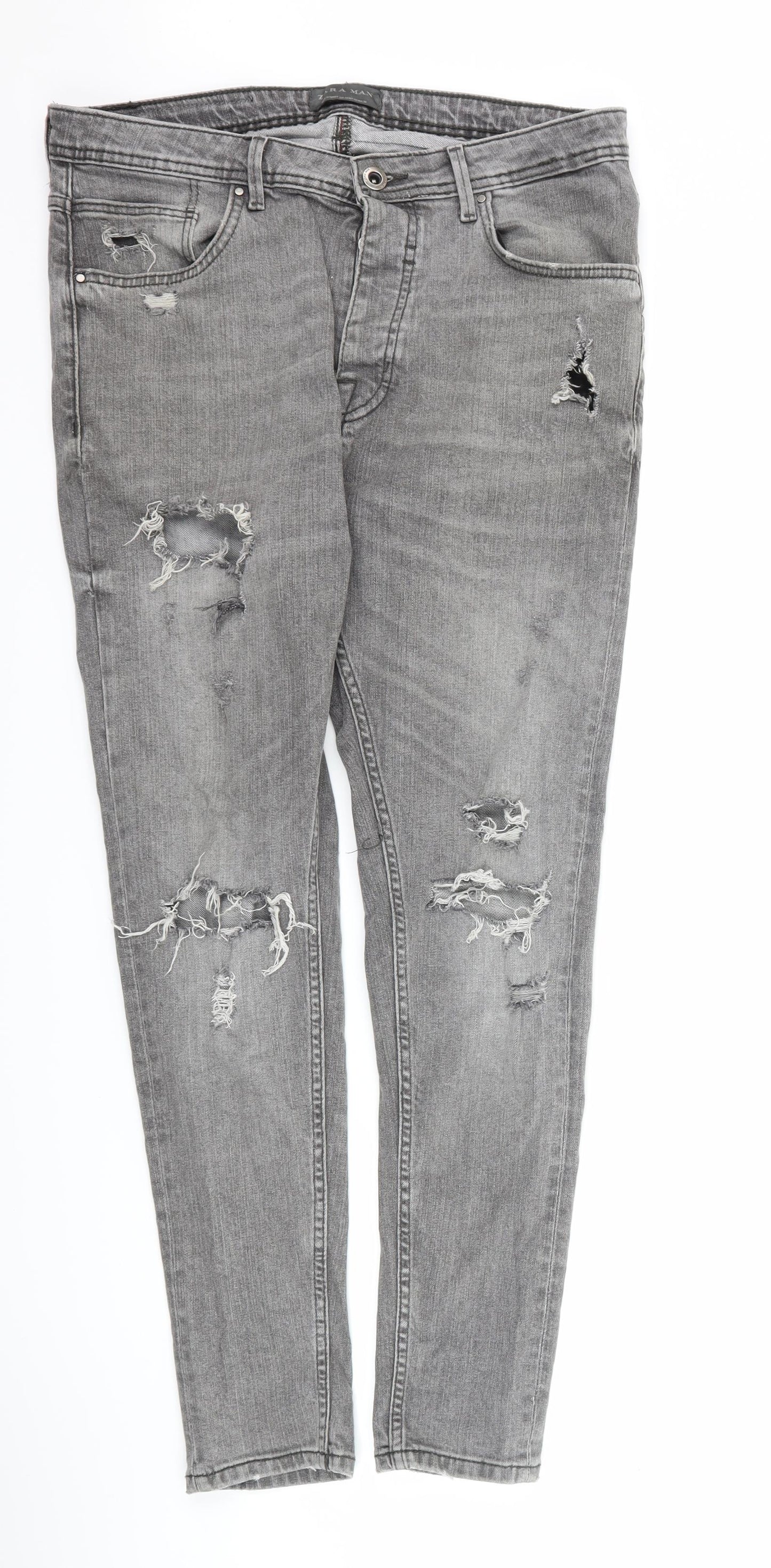 Zara Mens Grey  Denim Skinny Jeans Size 34 L30 in