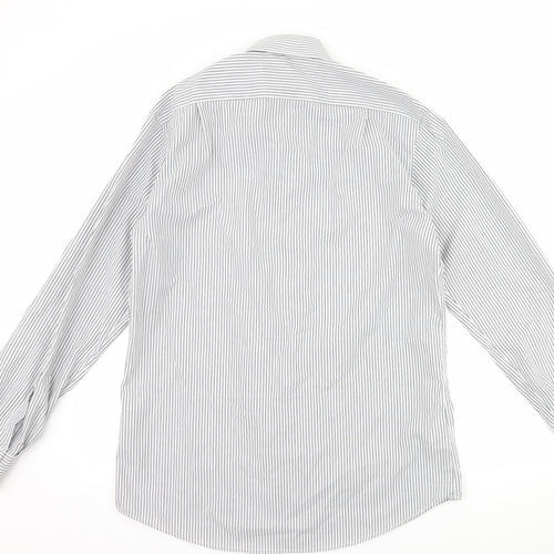 Marks and Spencer Mens Grey Striped   Dress Shirt Size 15.5