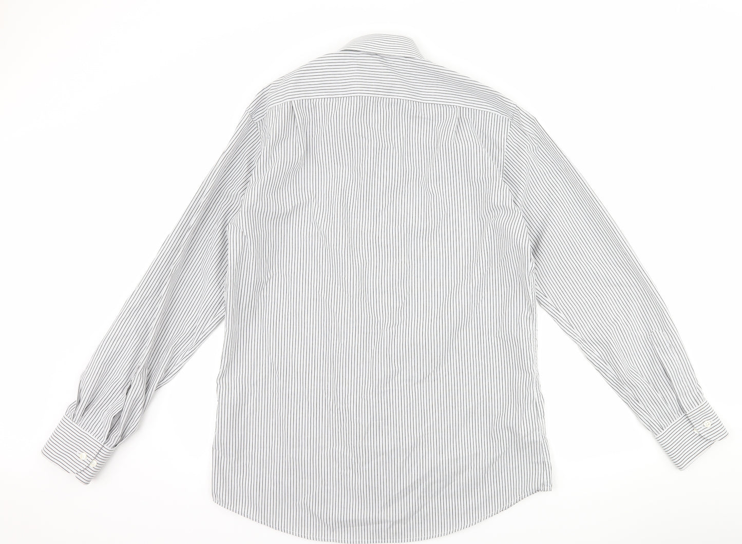 Marks and Spencer Mens Grey Striped   Dress Shirt Size 15.5