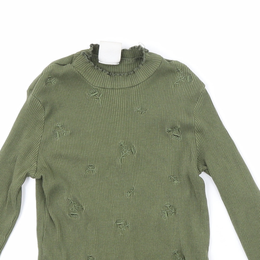 Zara Girls Grey Floral  Basic T-Shirt Size 9 Years
