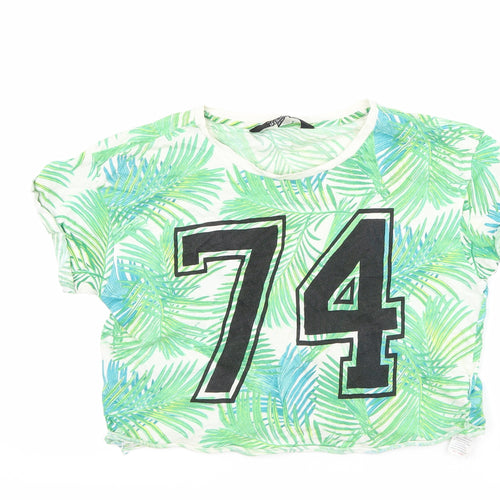 New Look Girls Green Floral  Cropped T-Shirt Size 12-13 Years