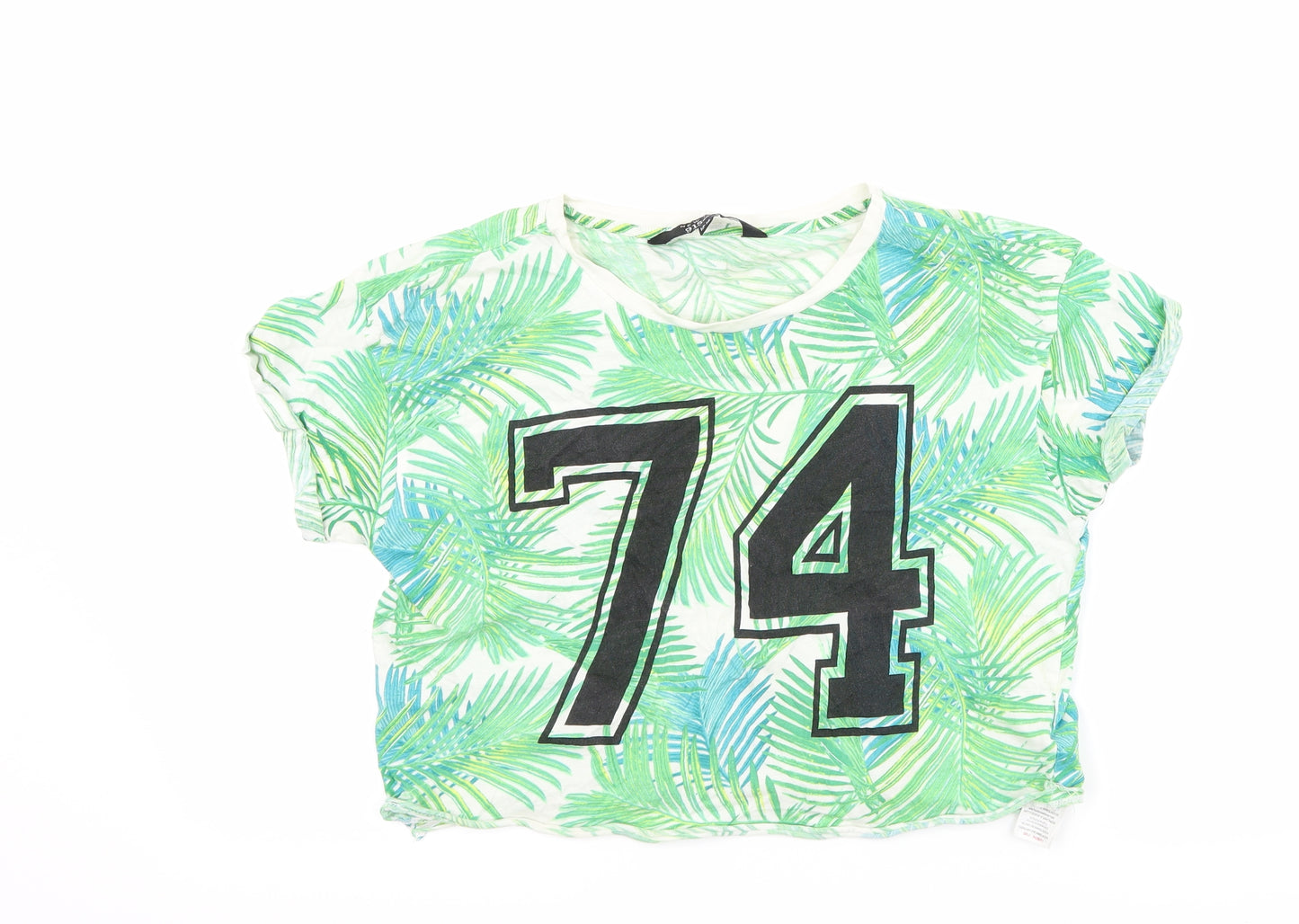 New Look Girls Green Floral  Cropped T-Shirt Size 12-13 Years