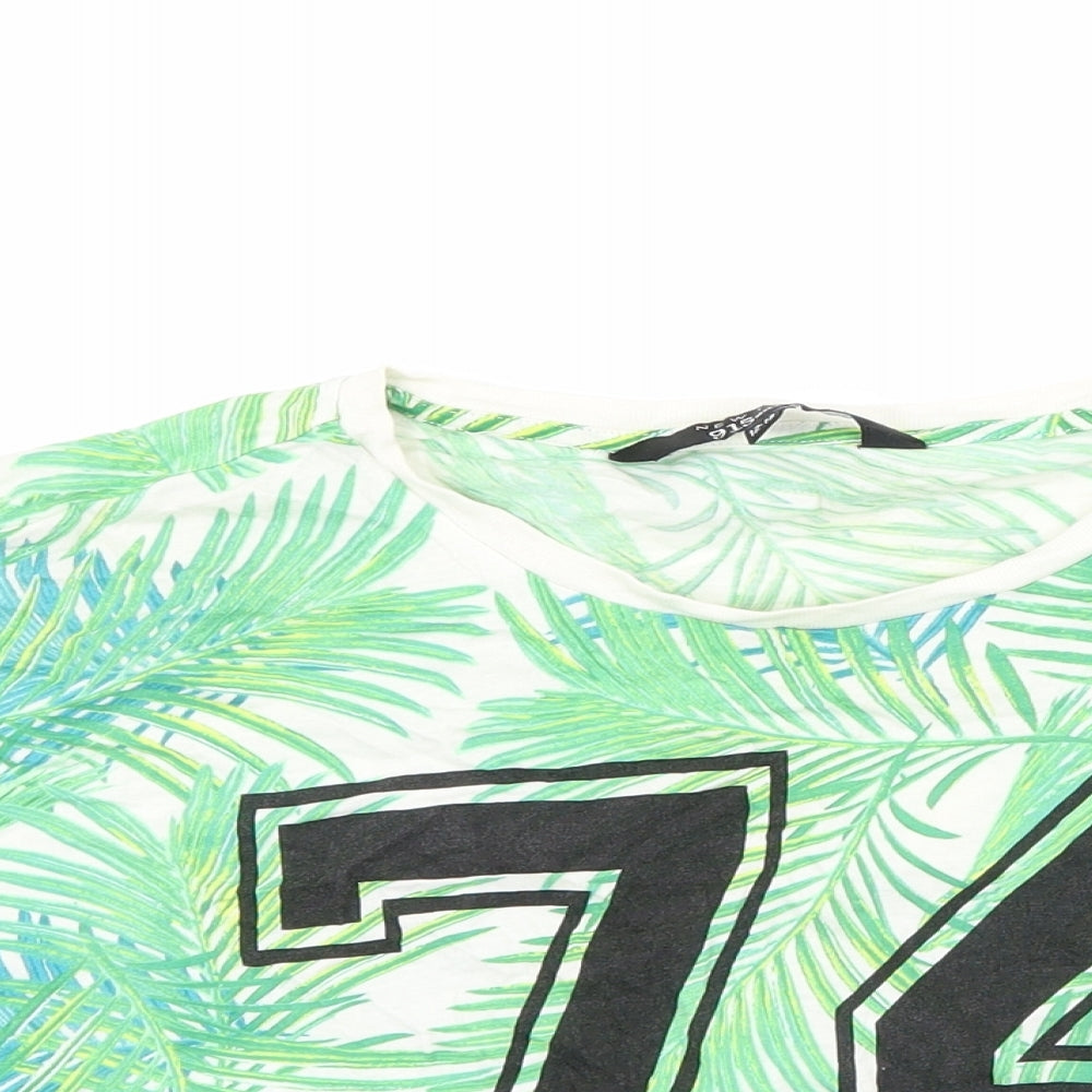 New Look Girls Green Floral  Cropped T-Shirt Size 12-13 Years