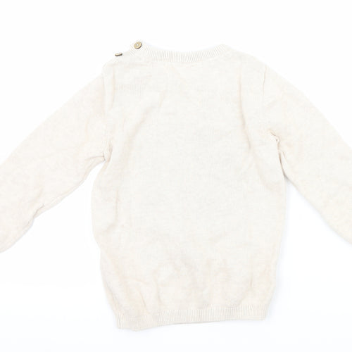 H&M Girls Beige   Pullover Jumper Size 2 Years  - penguin