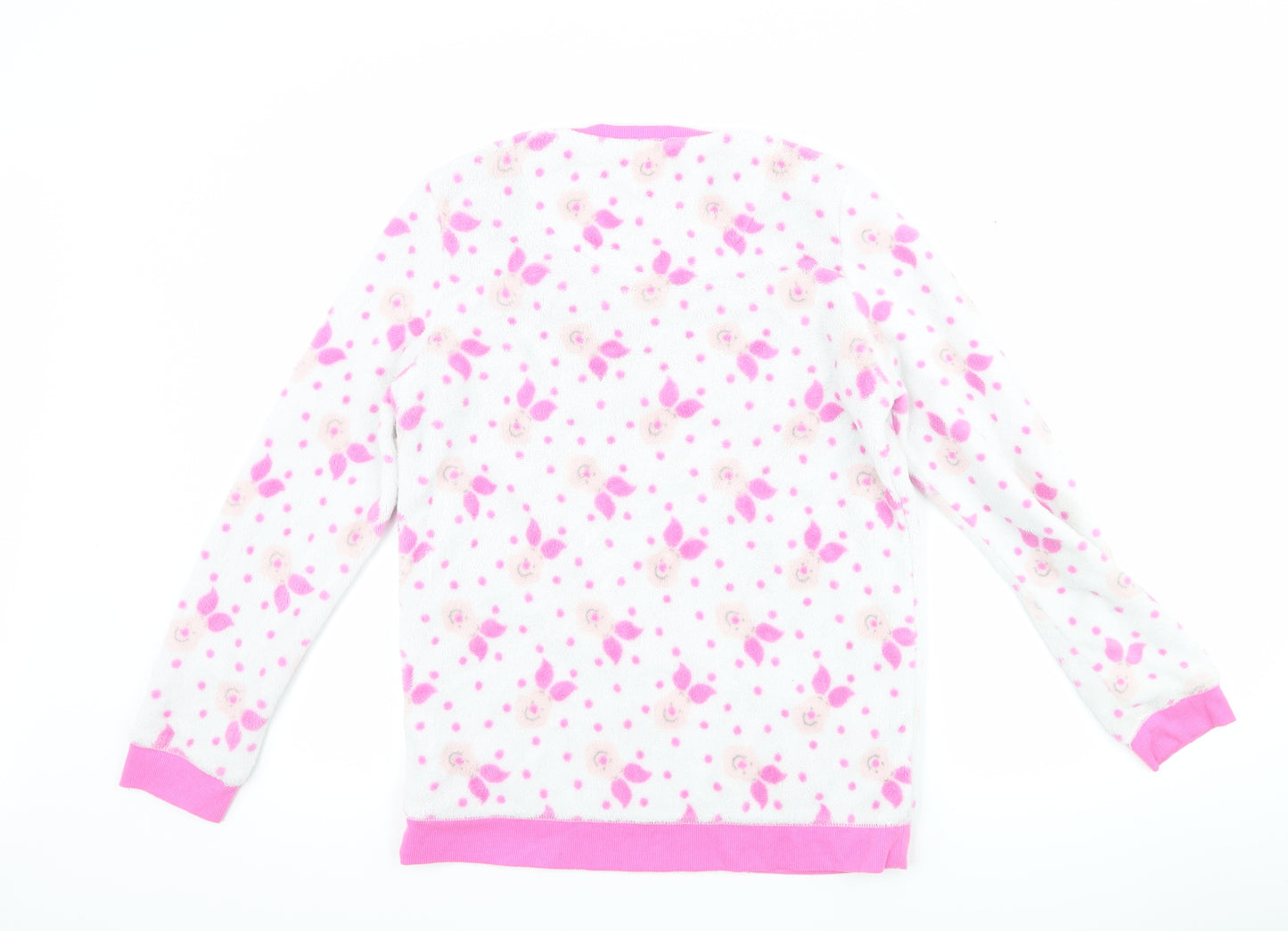 Primark Womens White Polka Dot Fleece Top Pyjama Top Size M  - Piglet