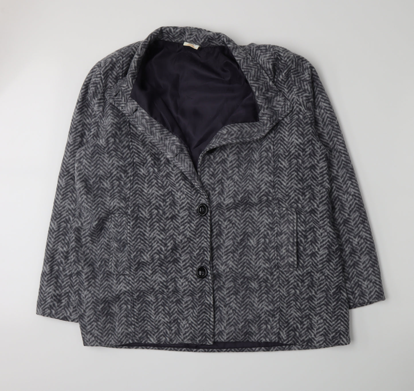 Anne De Lancay Womens Green Herringbone  Jacket Blazer Size L