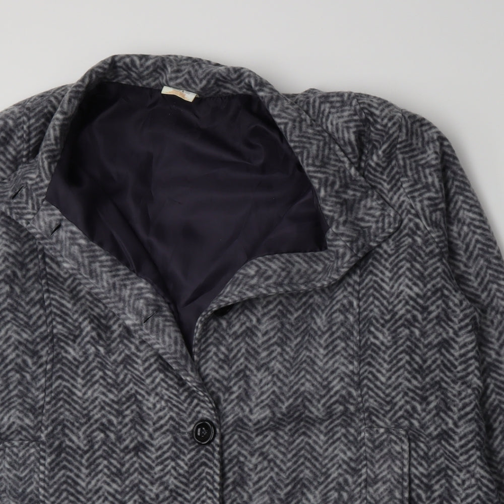 Anne De Lancay Womens Green Herringbone  Jacket Blazer Size L