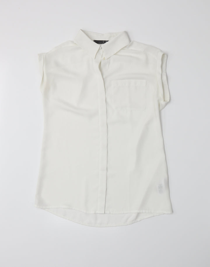 Atmosphere Womens White Basic Button-Up Size 8