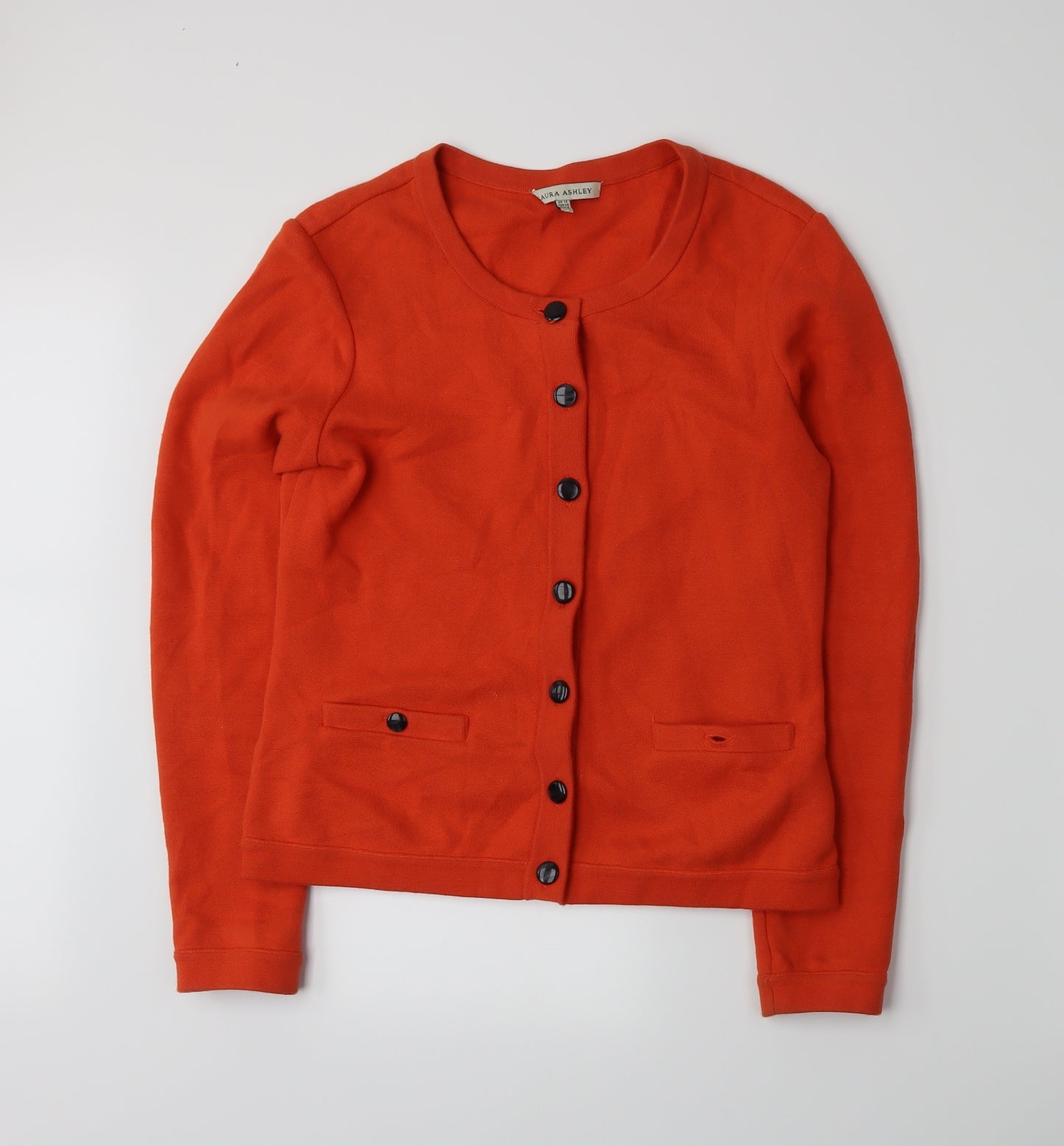 Laura Ashley Womens Orange  Knit Cardigan Jumper Size 12