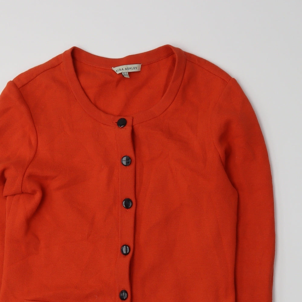 Laura Ashley Womens Orange  Knit Cardigan Jumper Size 12