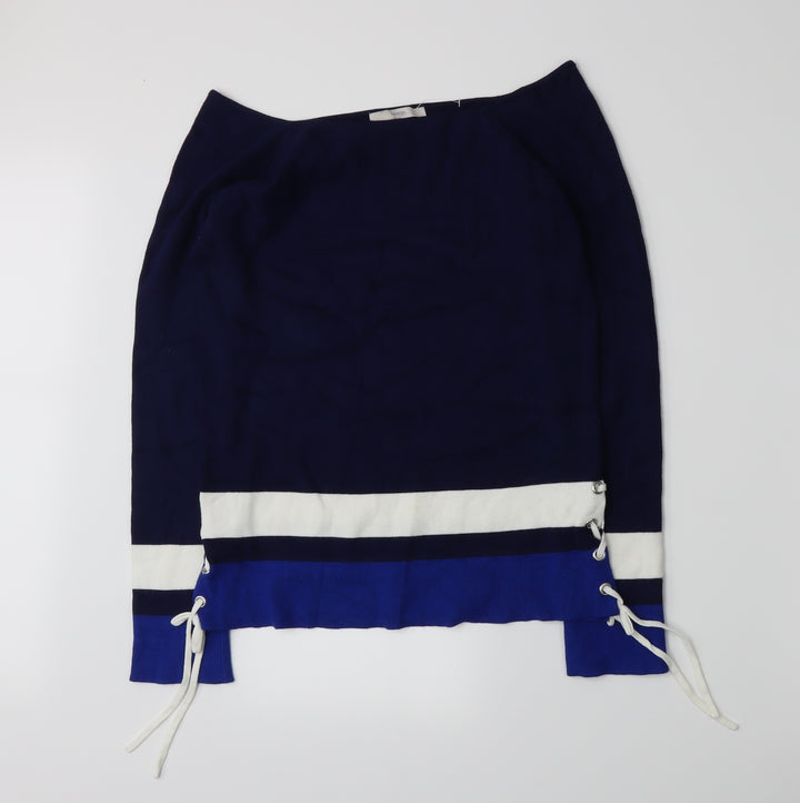 George Womens Blue Striped Knit Pullover Jumper Size 14