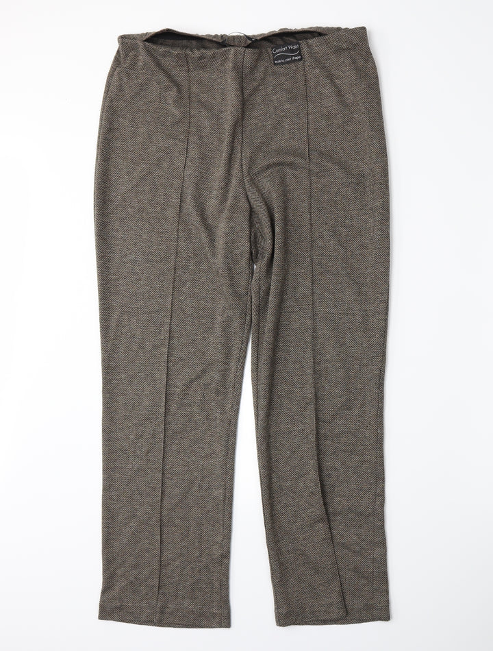 BM Womens Brown Herringbone Trousers Size 14 L27 in