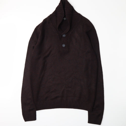 George Mens Red  Knit Henley Jumper Size S