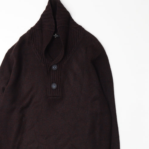 George Mens Red  Knit Henley Jumper Size S