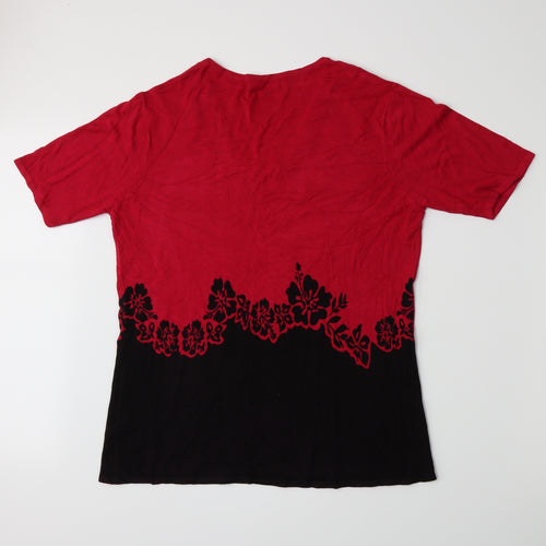 Sky Designs Womens Pink Floral  Basic T-Shirt Size 8