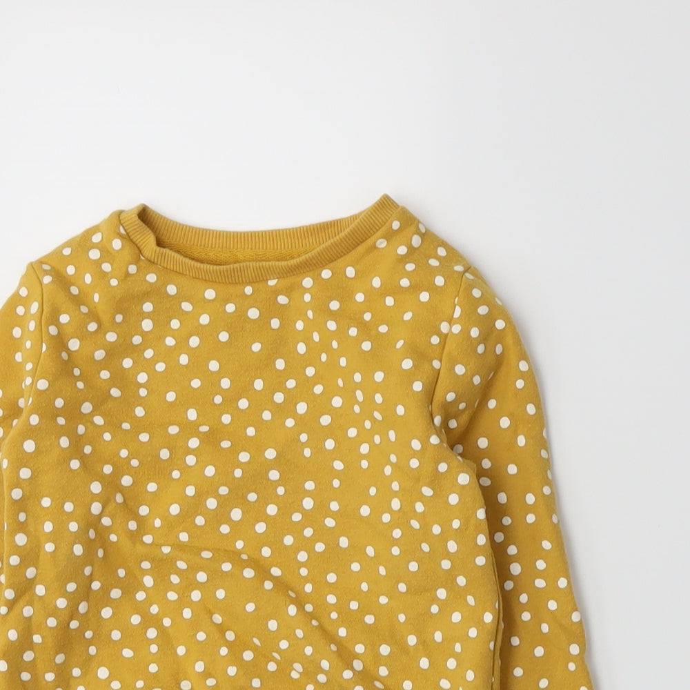 F&F Girls Yellow Spotted Jersey Pullover Sweatshirt Size 2-3 Years