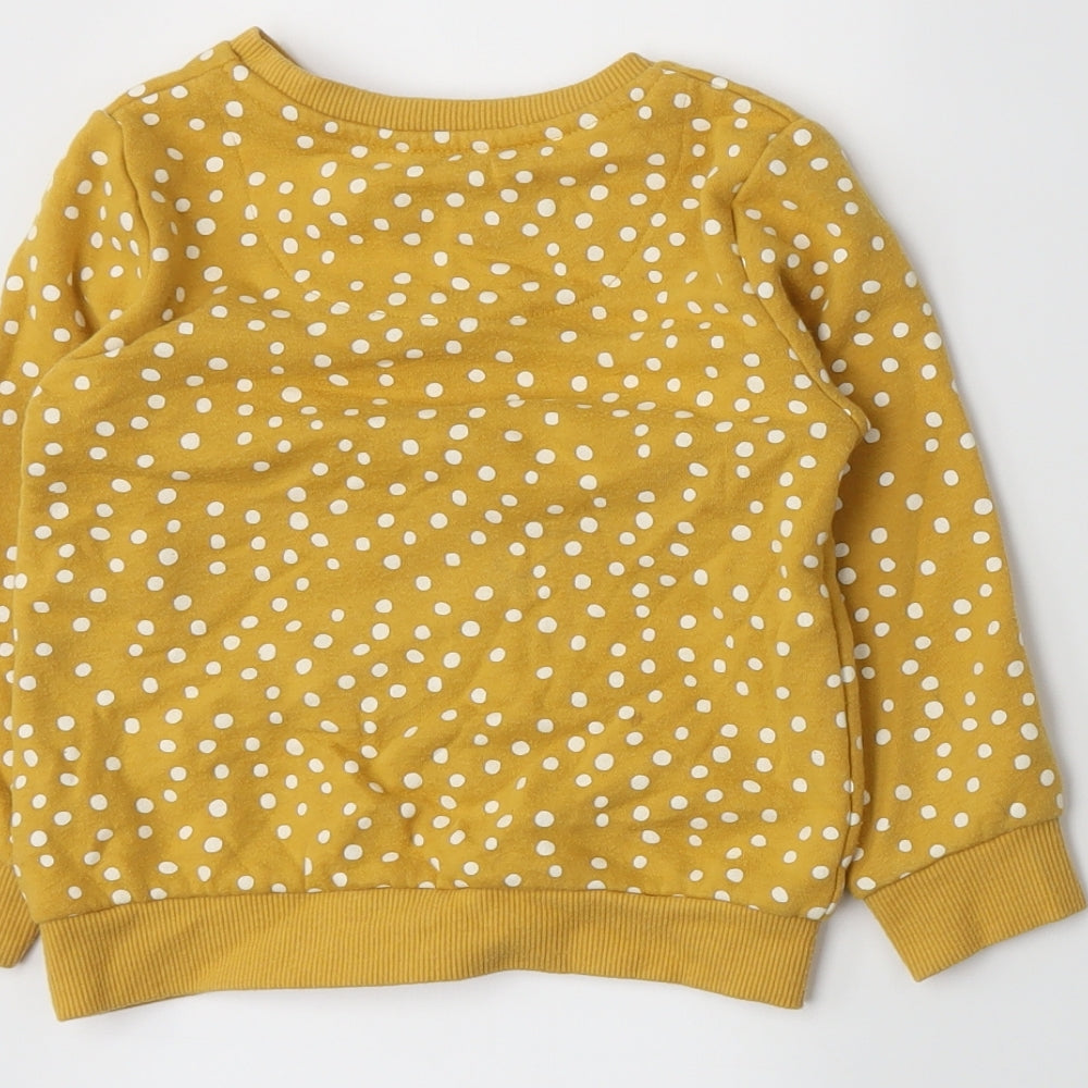 F&F Girls Yellow Spotted Jersey Pullover Sweatshirt Size 2-3 Years