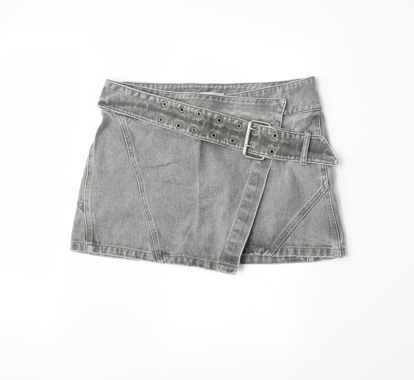 Topshop Womens Grey  Denim A-Line Skirt Size 10