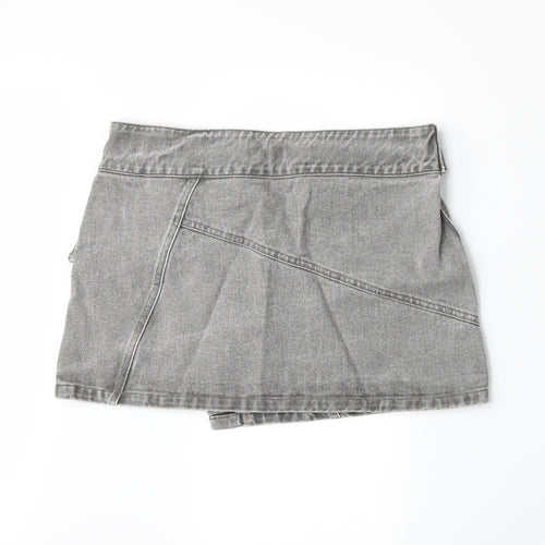Topshop Womens Grey  Denim A-Line Skirt Size 10