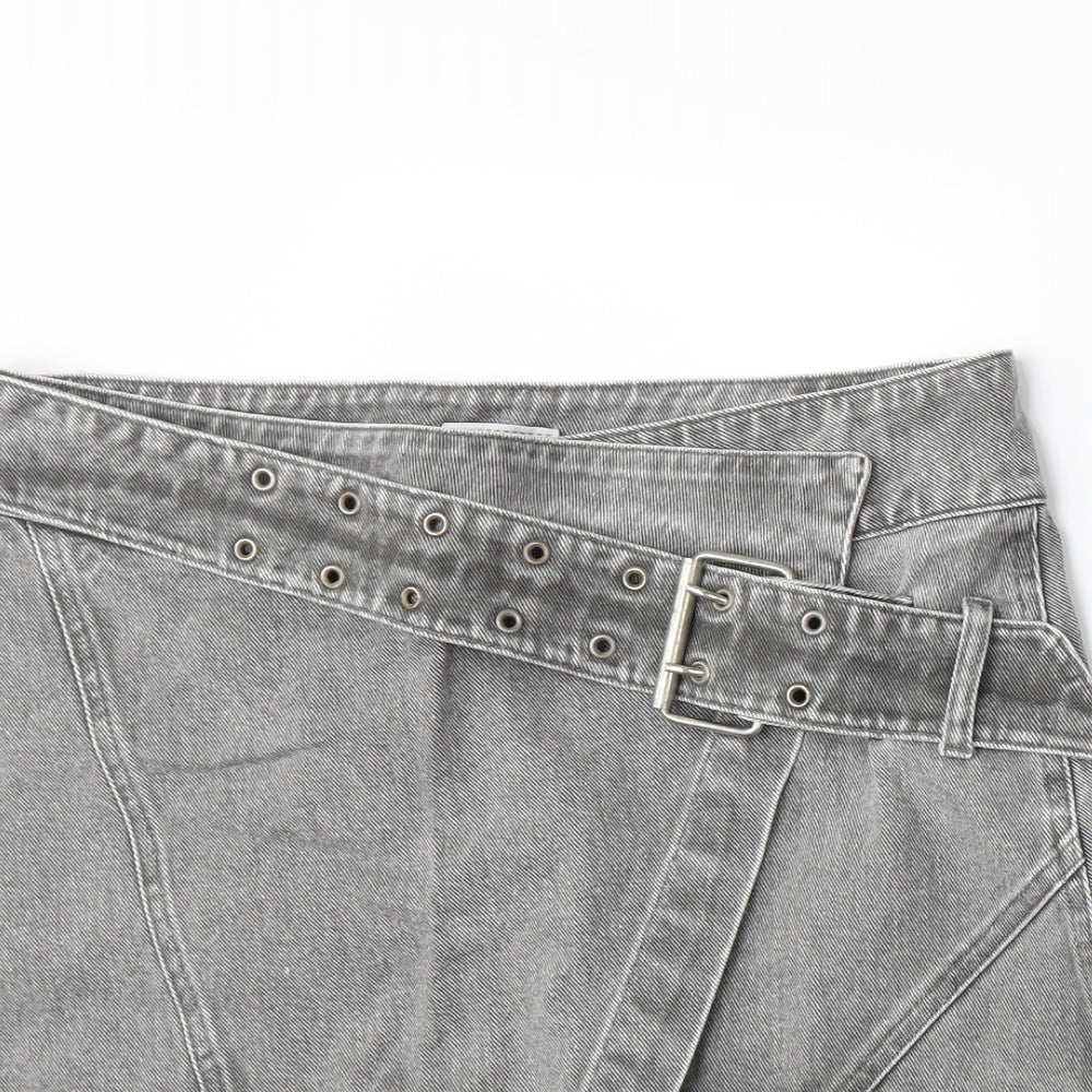 Topshop Womens Grey  Denim A-Line Skirt Size 10