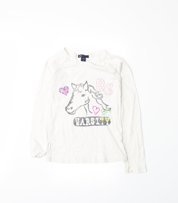 Gap Girls White Basic T-Shirt Size 8-9 Years