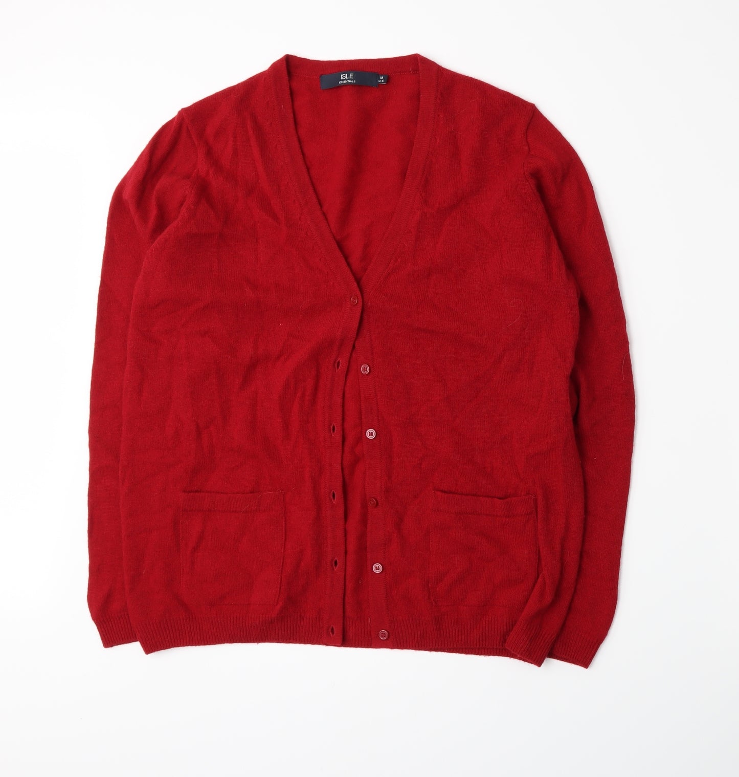 Isle Womens Red  Knit Cardigan Jumper Size 14