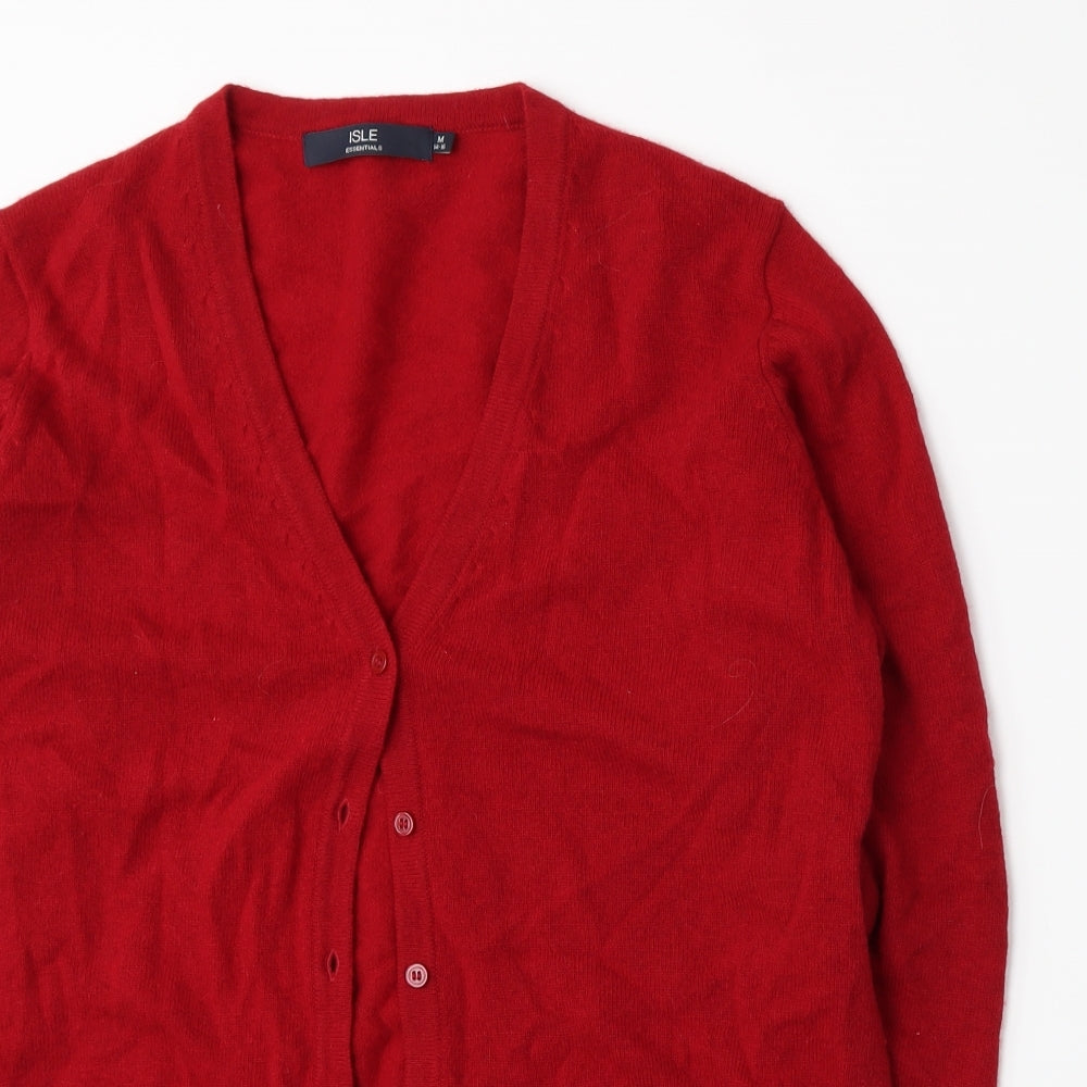 Isle Womens Red  Knit Cardigan Jumper Size 14