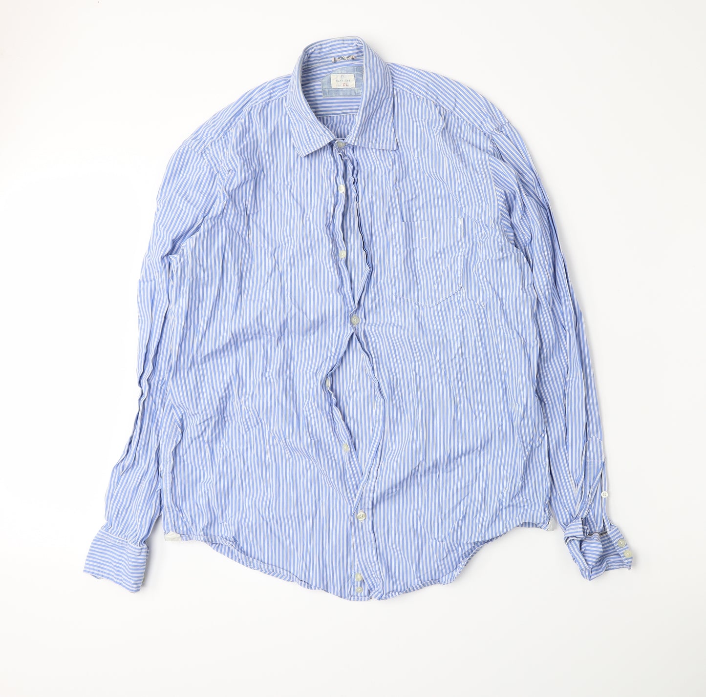 Hartford Mens Blue Striped   Button-Up Size XL