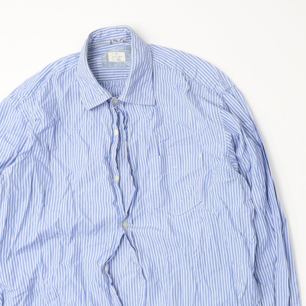 Hartford Mens Blue Striped   Button-Up Size XL