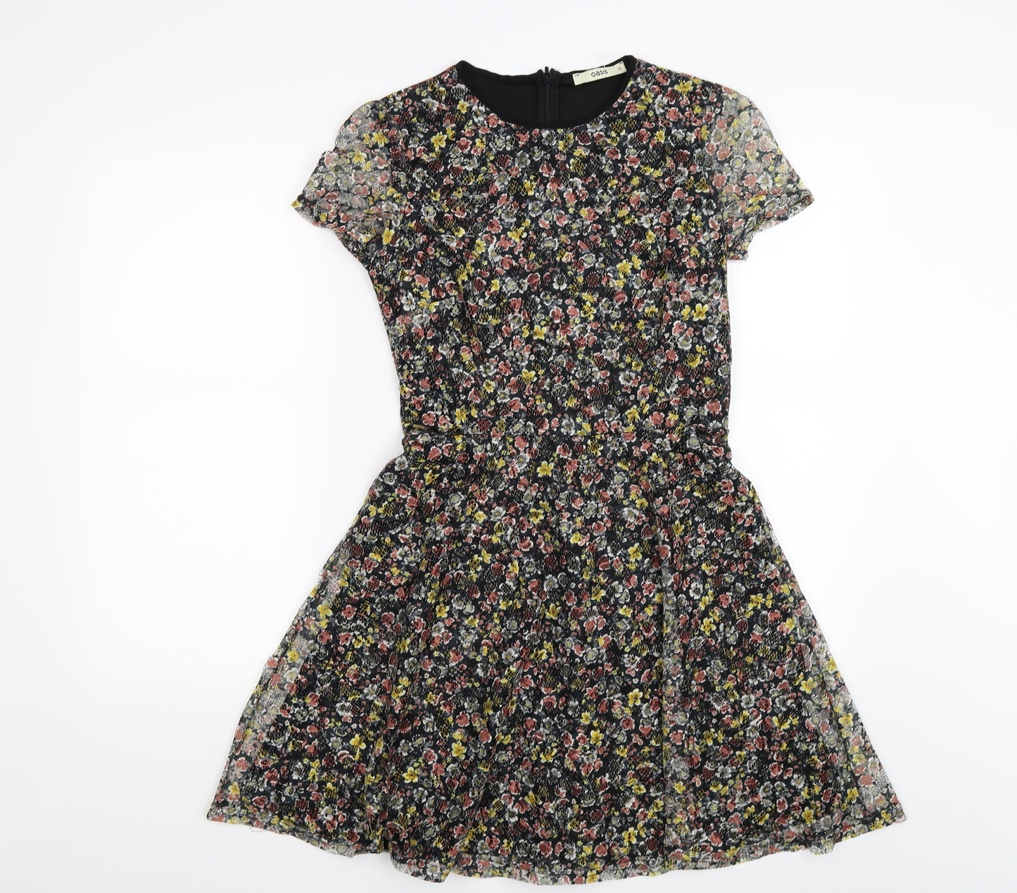 Oasis Womens Black Floral Lace Fit & Flare  Size XS