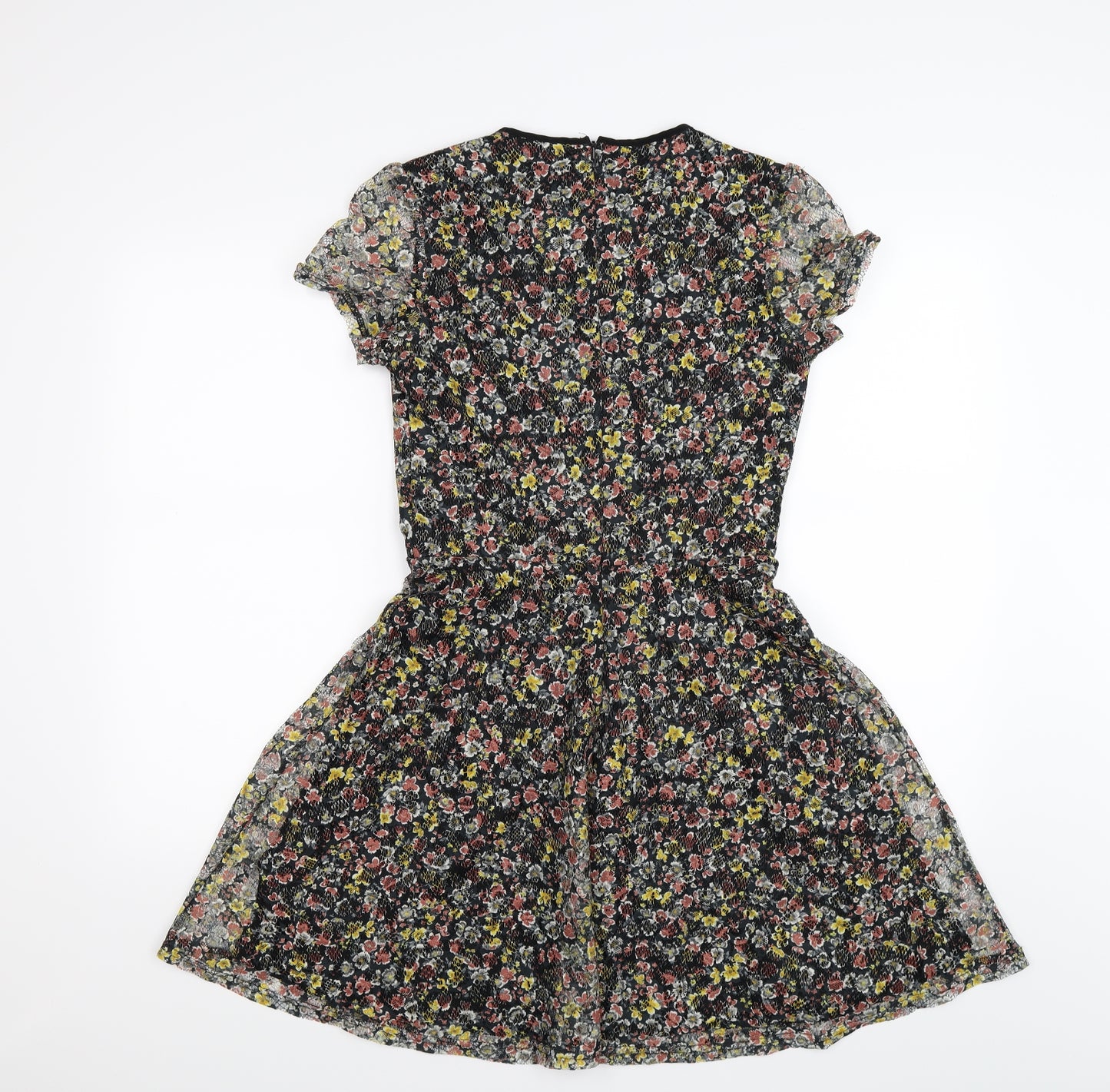 Oasis Womens Black Floral Lace Fit & Flare  Size XS