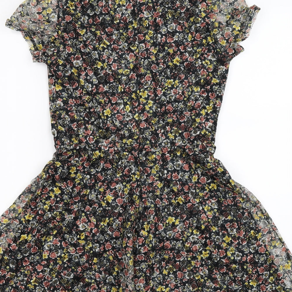 Oasis Womens Black Floral Lace Fit & Flare  Size XS