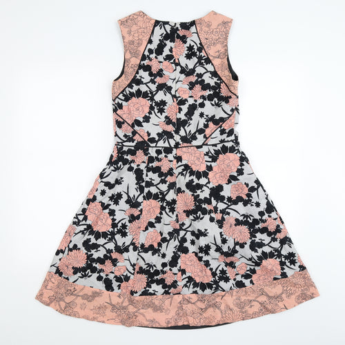 Oasis Womens Pink Floral  Fit & Flare  Size 10